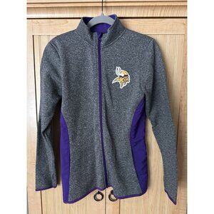 NFL Minnesota Vikings Team Apparel Fleece Jacket Full Zip Womens Size Small Gray
